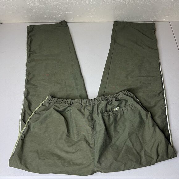 Vintage Catalina Track Pants Womens Medium Green Nylon Belted Side Stripe Y2K - Picture 6 of 11